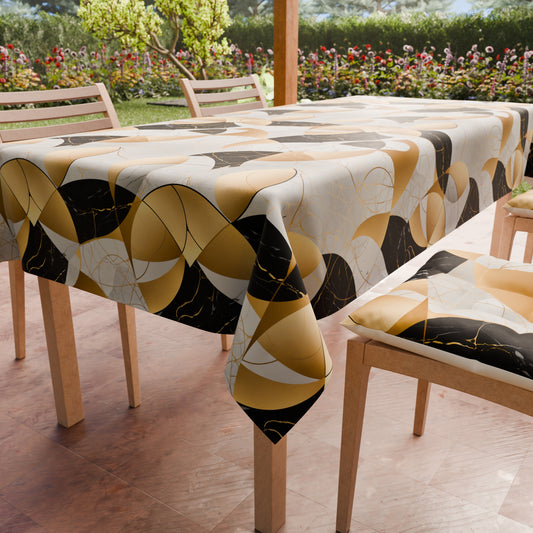 Tovaglia da tavola Antimacchia, Copritavolo da Cucina Geo - Cerchio Nero Oro