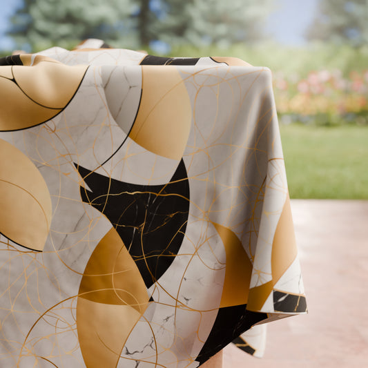 Nappe de table anti-taches, protection de table de cuisine Geo - Cercle Noir Or