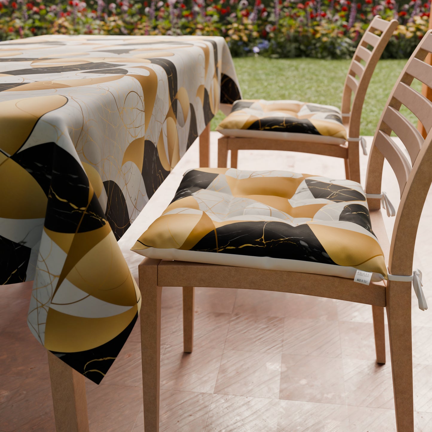 Cuscini per Sedie Coprisedia 6 Pezzi Geo - Cerchio Nero Oro
