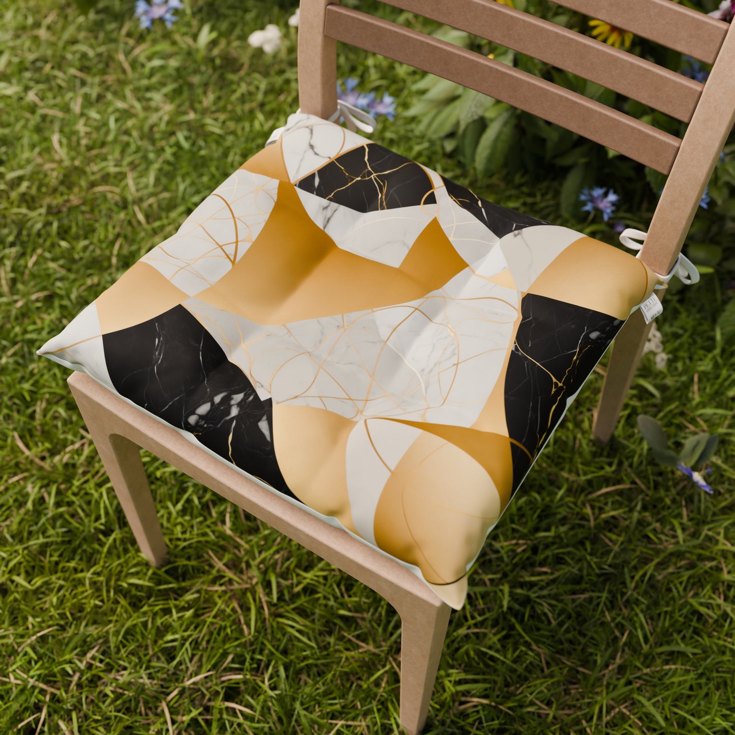 Cuscini per Sedie Coprisedia 6 Pezzi Geo - Cerchio Nero Oro