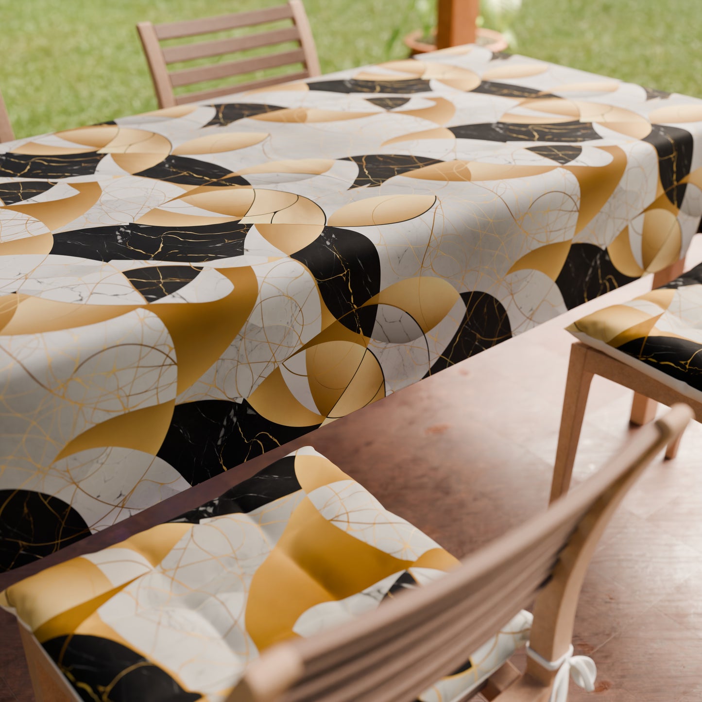 Cuscini per Sedie Coprisedia 6 Pezzi Geo - Cerchio Nero Oro