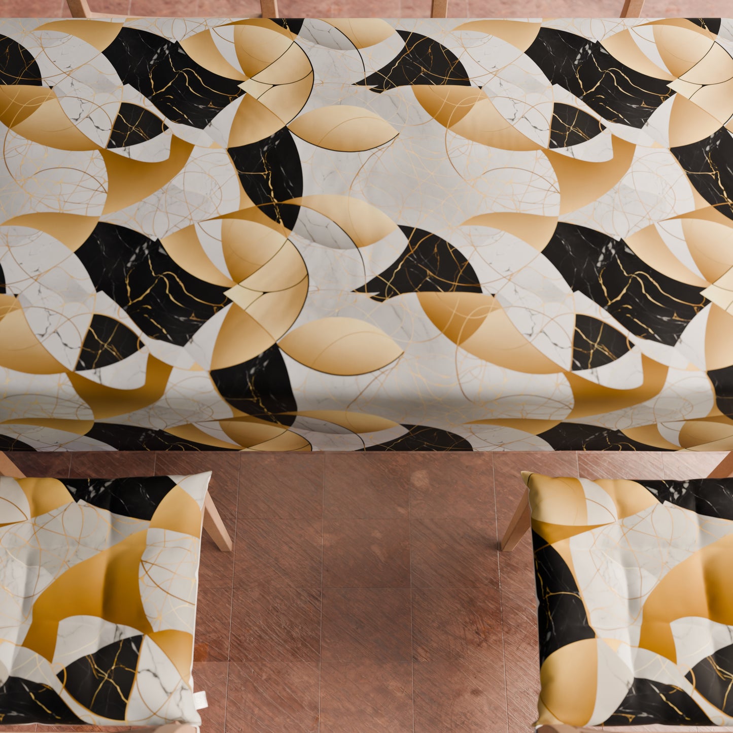 Cuscini per Sedie Coprisedia 6 Pezzi Geo - Cerchio Nero Oro