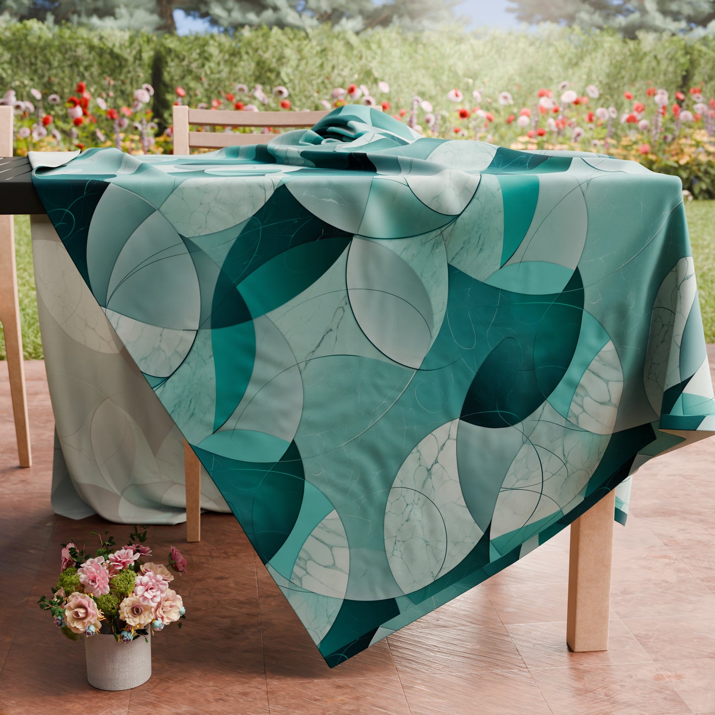 Tovaglia da tavola Antimacchia, Copritavolo da Cucina Geo - Cerchio Ottanio