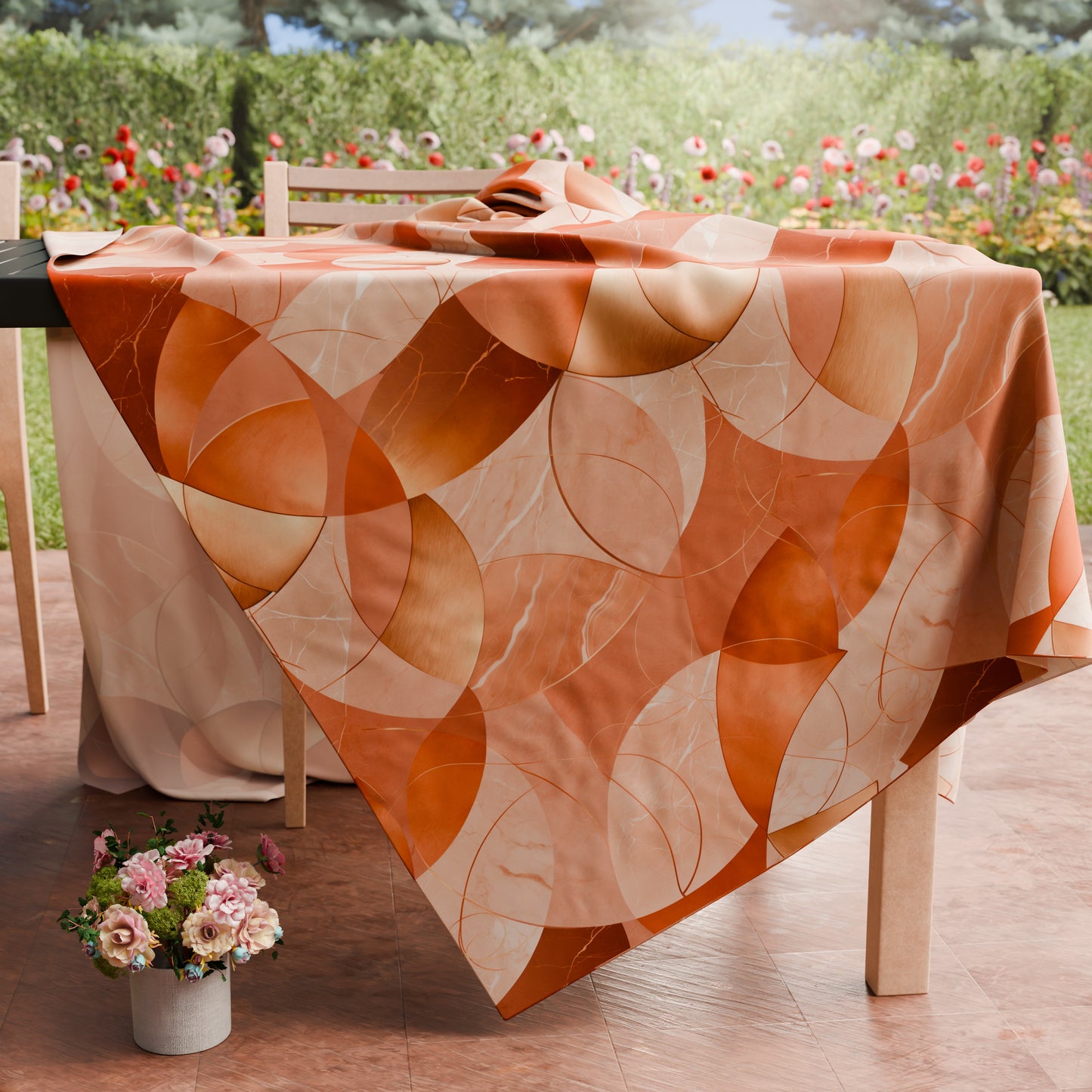 Tovaglia da tavola Antimacchia, Copritavolo da Cucina Geo - Cerchio Rame