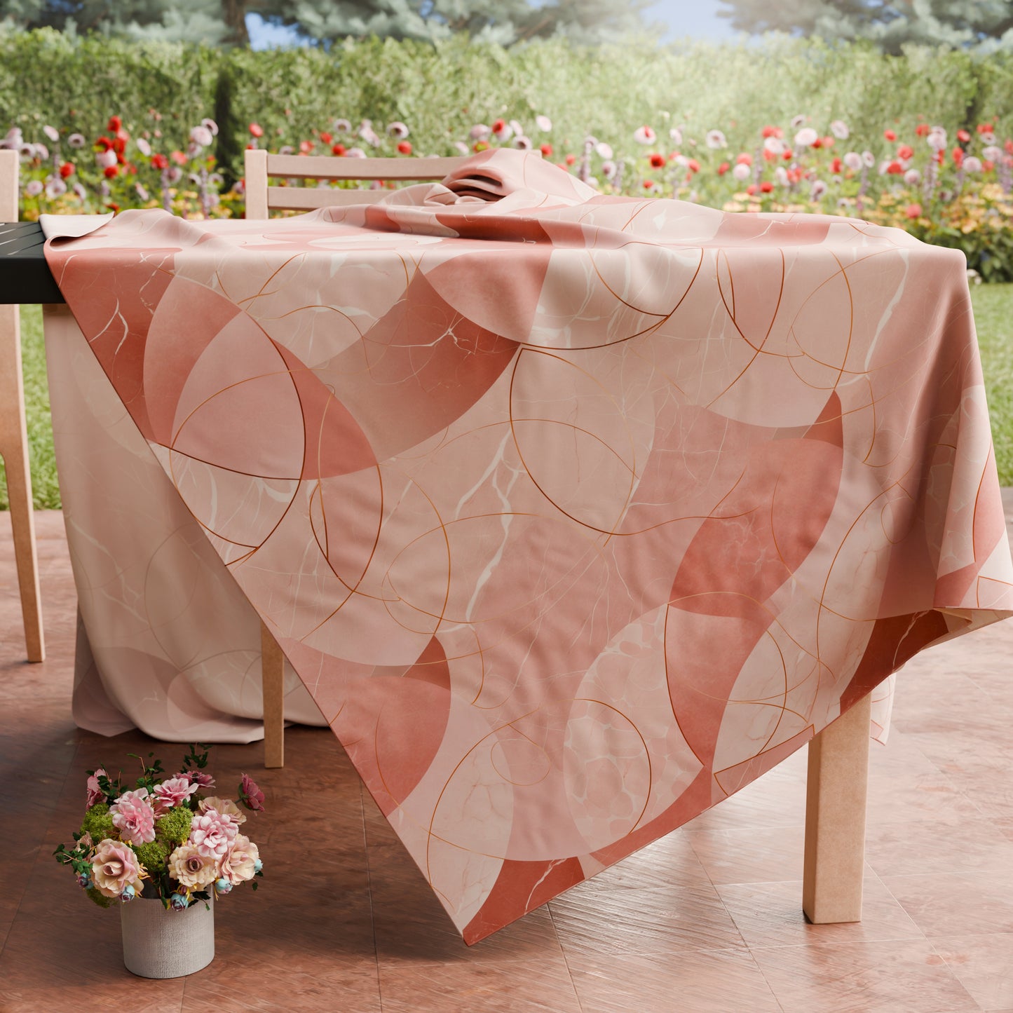 Tovaglia da tavola Antimacchia, Copritavolo da Cucina Geo - Cerchio Rosa