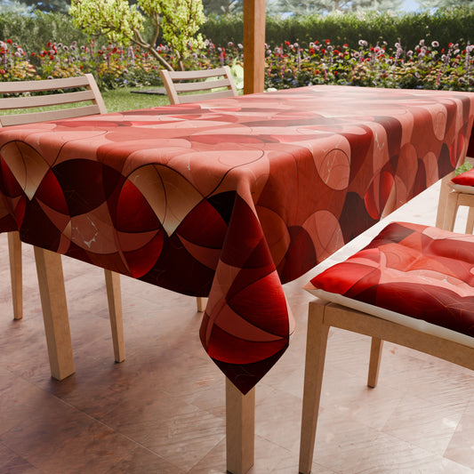 Tovaglia da tavola Antimacchia, Copritavolo da Cucina Geo - Cerchio Rosso