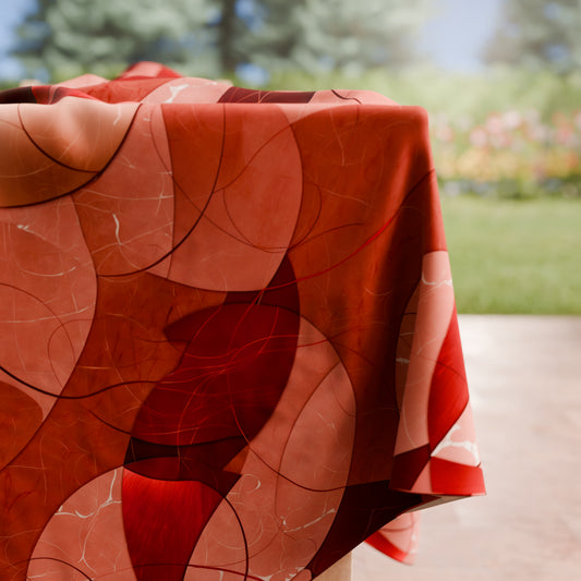 Nappe de table anti-taches, protection de table de cuisine Geo - Cercle Rouge