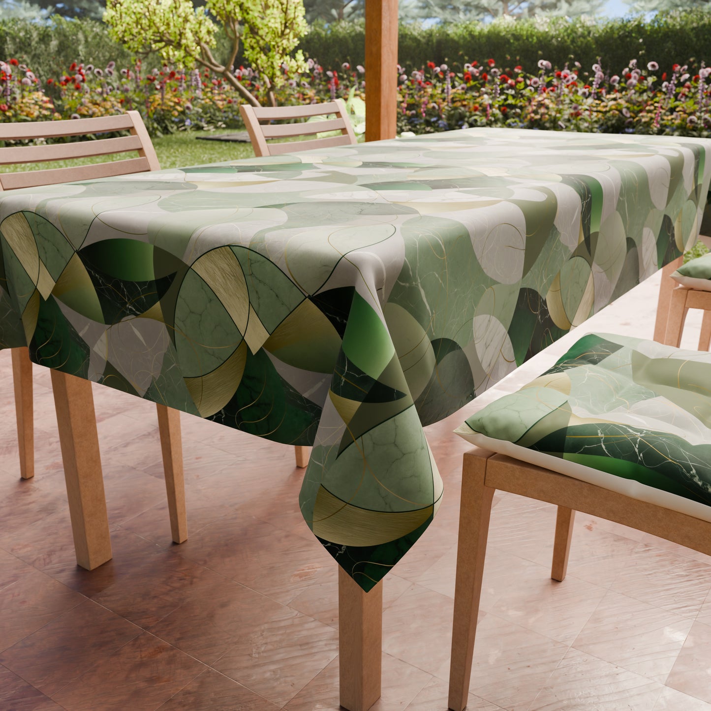 Tovaglia da tavola Antimacchia, Copritavolo da Cucina Geo - Cerchio Salvia