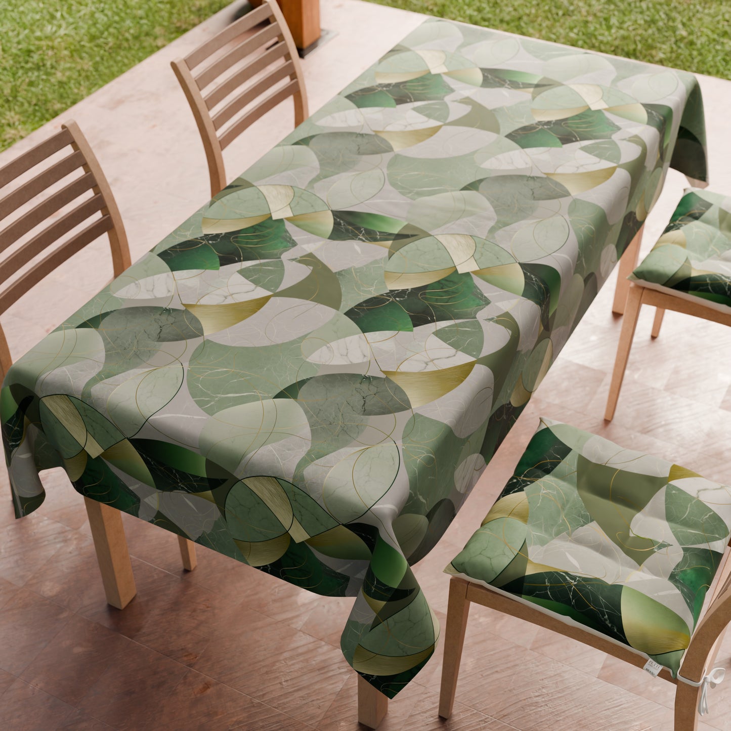 Tovaglia da tavola Antimacchia, Copritavolo da Cucina Geo - Cerchio Salvia