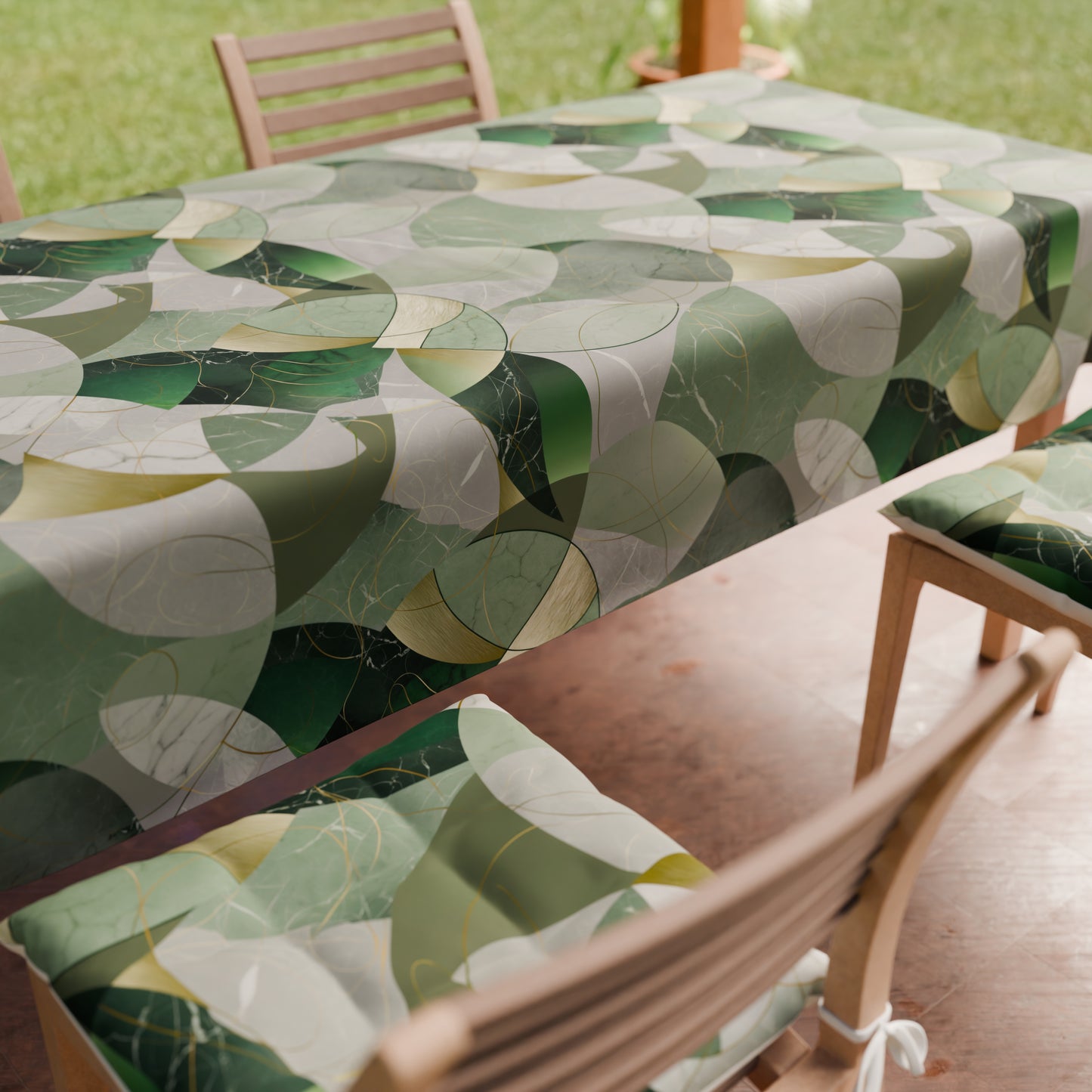 Tovaglia da tavola Antimacchia, Copritavolo da Cucina Geo - Cerchio Salvia