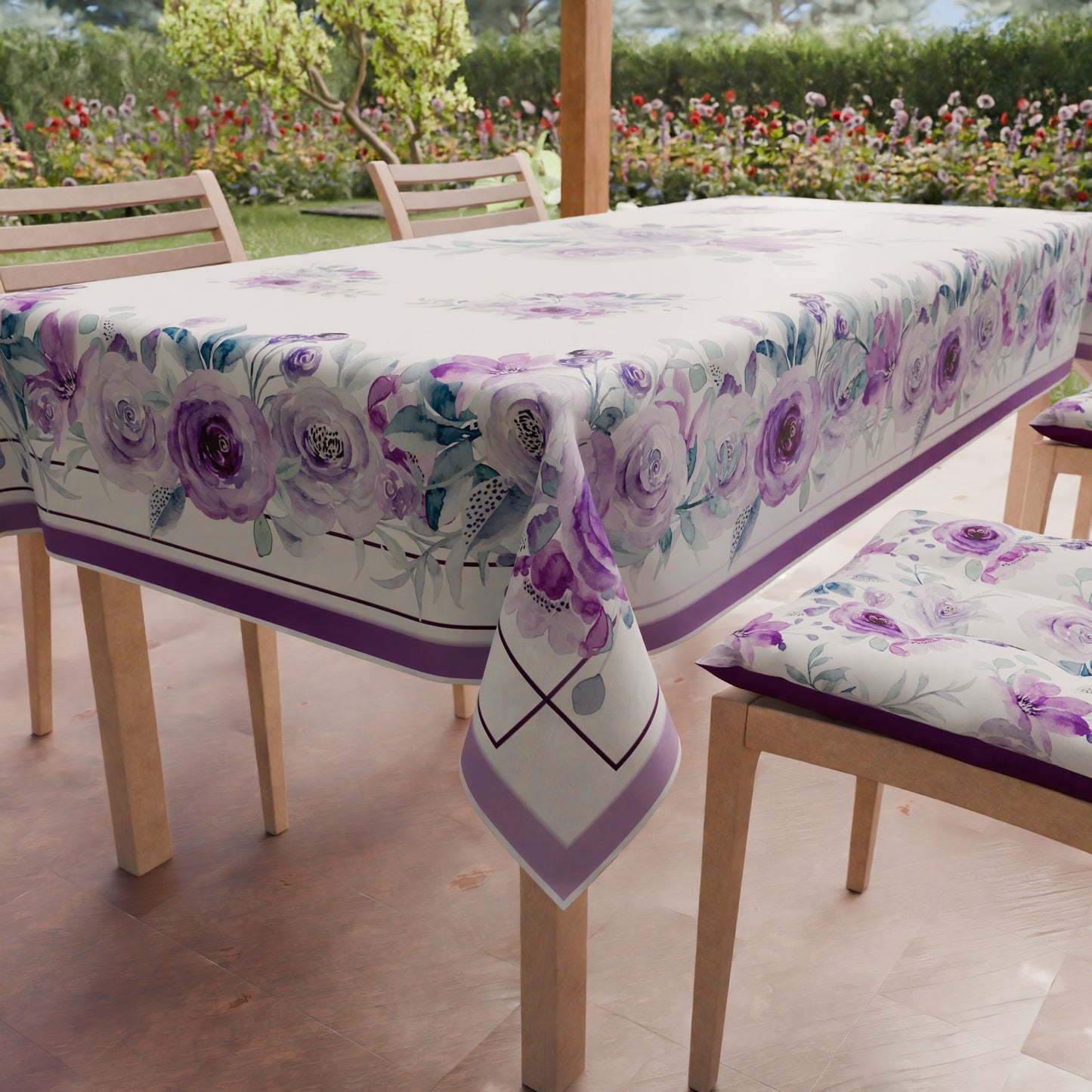 Nappe de table Anti-taches, Protège-table de Cuisine, Floral Violet