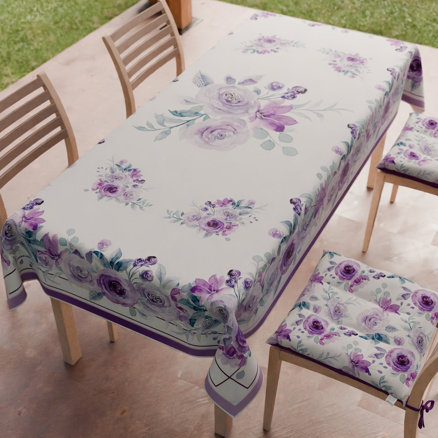 Nappe de table Anti-taches, Protège-table de Cuisine, Floral Violet