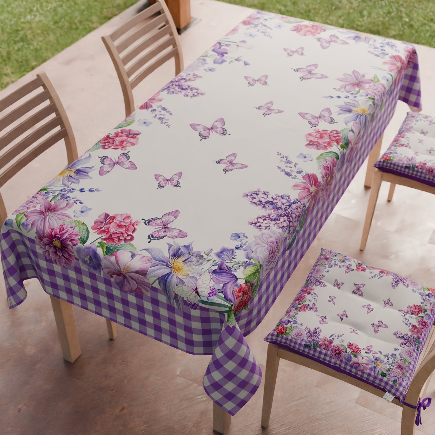 Tovaglia Pasqua da tavola Antimacchia, Copritavolo Pasqua da Cucina Vichy Viola