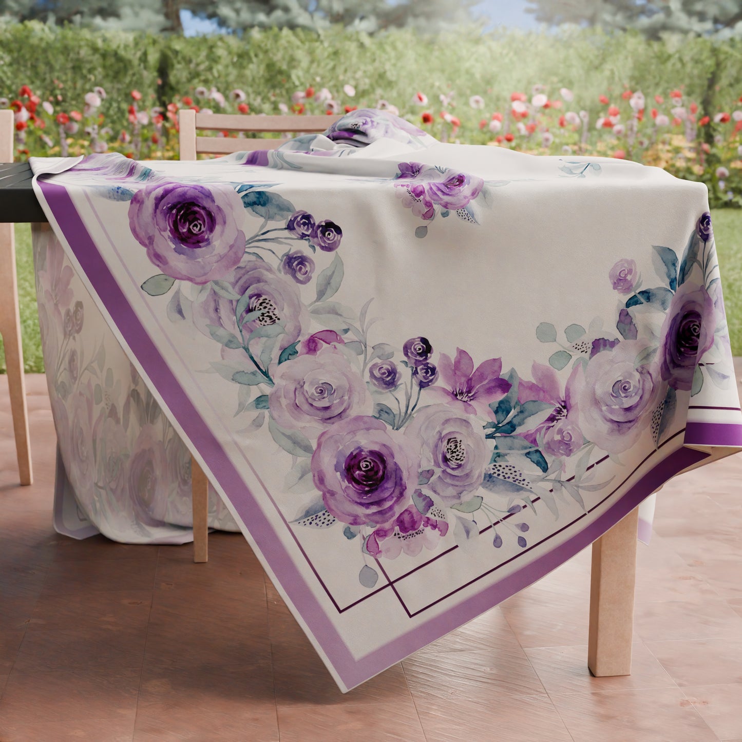 Nappe de table Anti-taches, Protège-table de Cuisine, Floral Violet