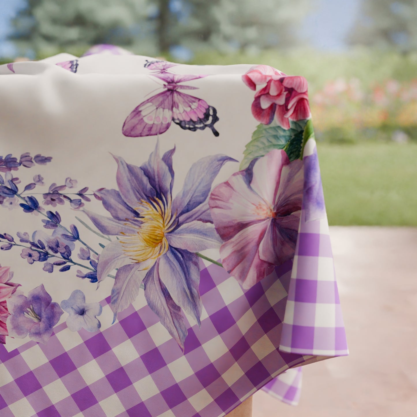 Tovaglia Pasqua da tavola Antimacchia, Copritavolo Pasqua da Cucina Vichy Viola