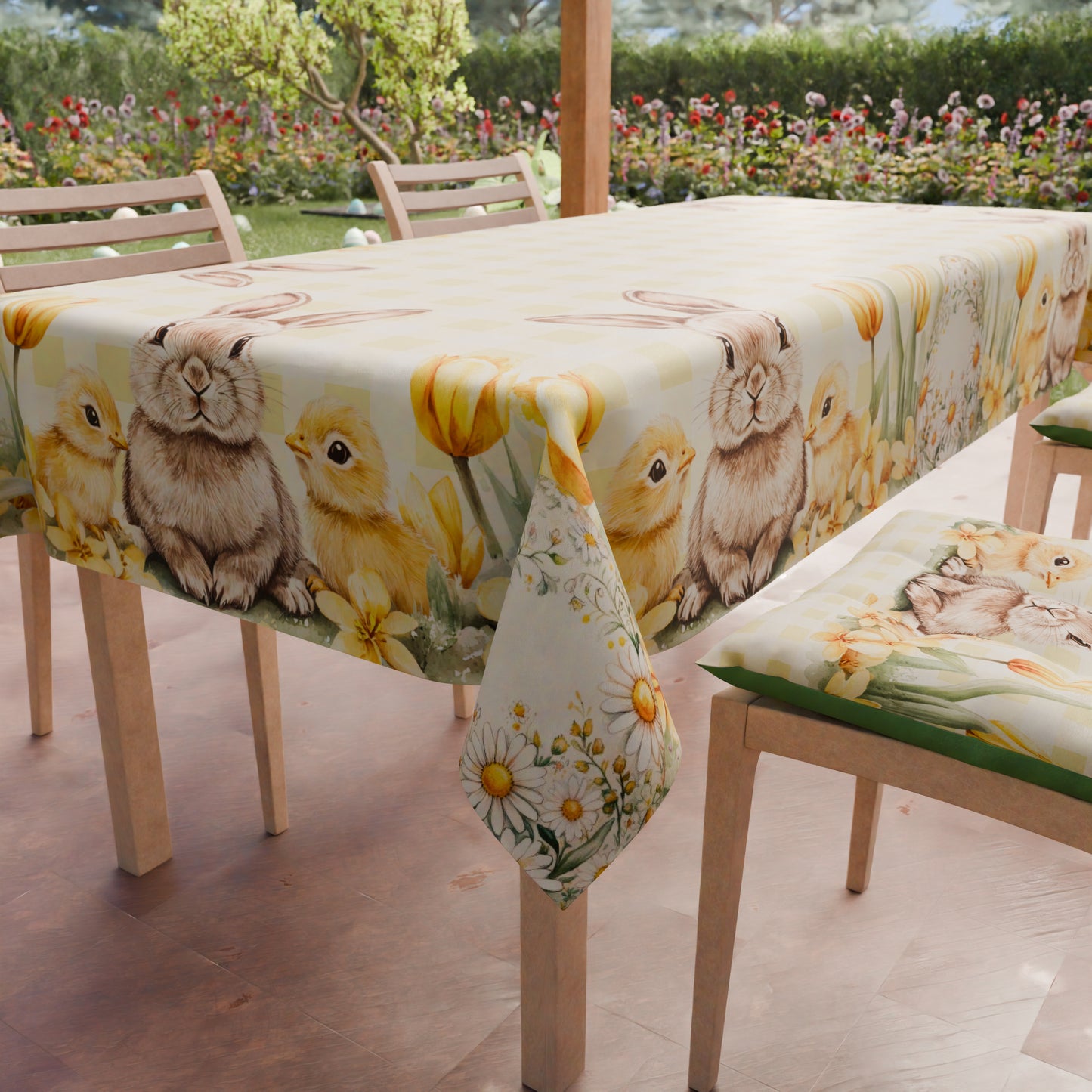 Tovaglia Pasquale da Tavola Antimacchia, Copritavolo Pasqua da Cucina Sunny Bloom