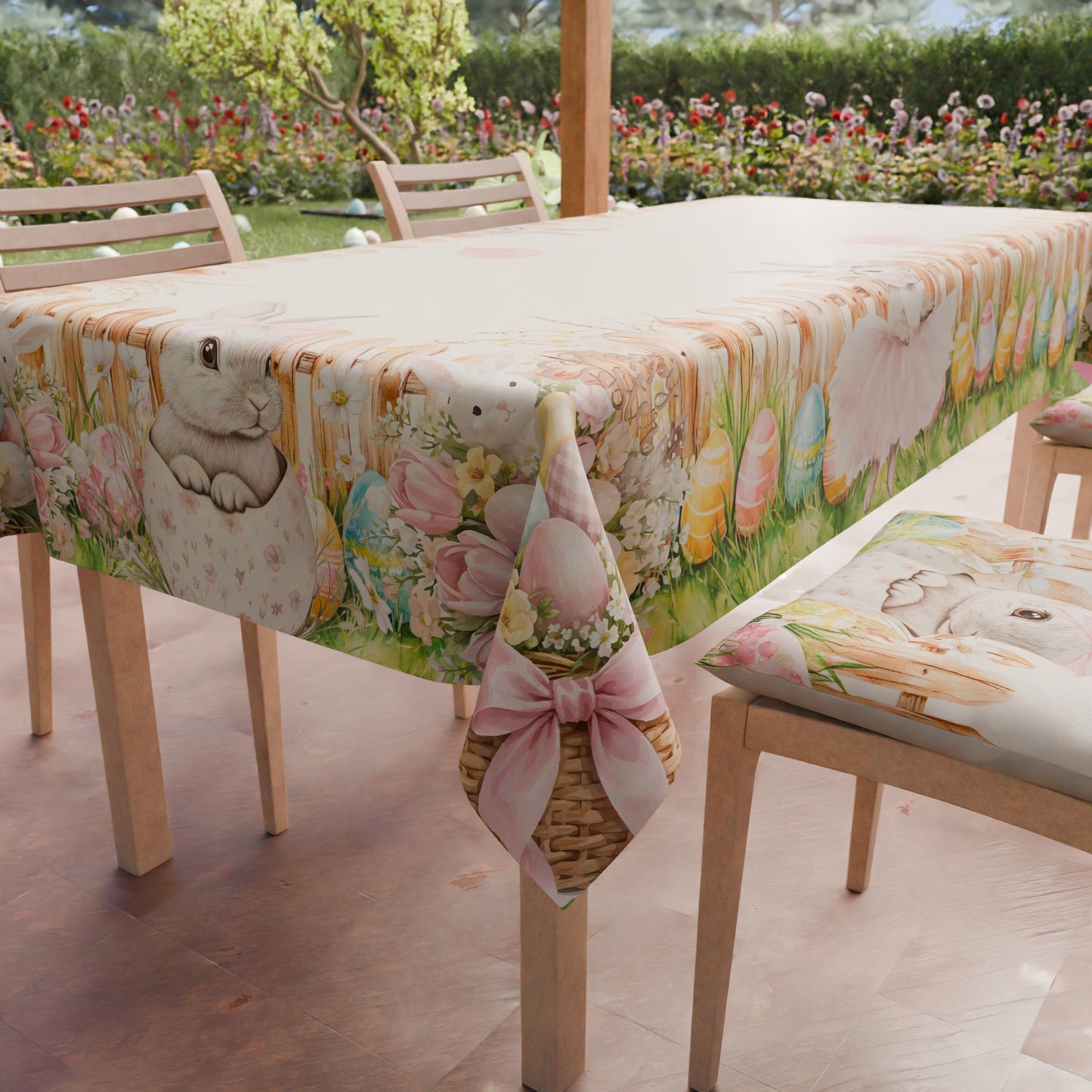 Tovaglia Pasquale da Tavola Antimacchia, Copritavolo Pasqua da Cucina Tutu Bunny