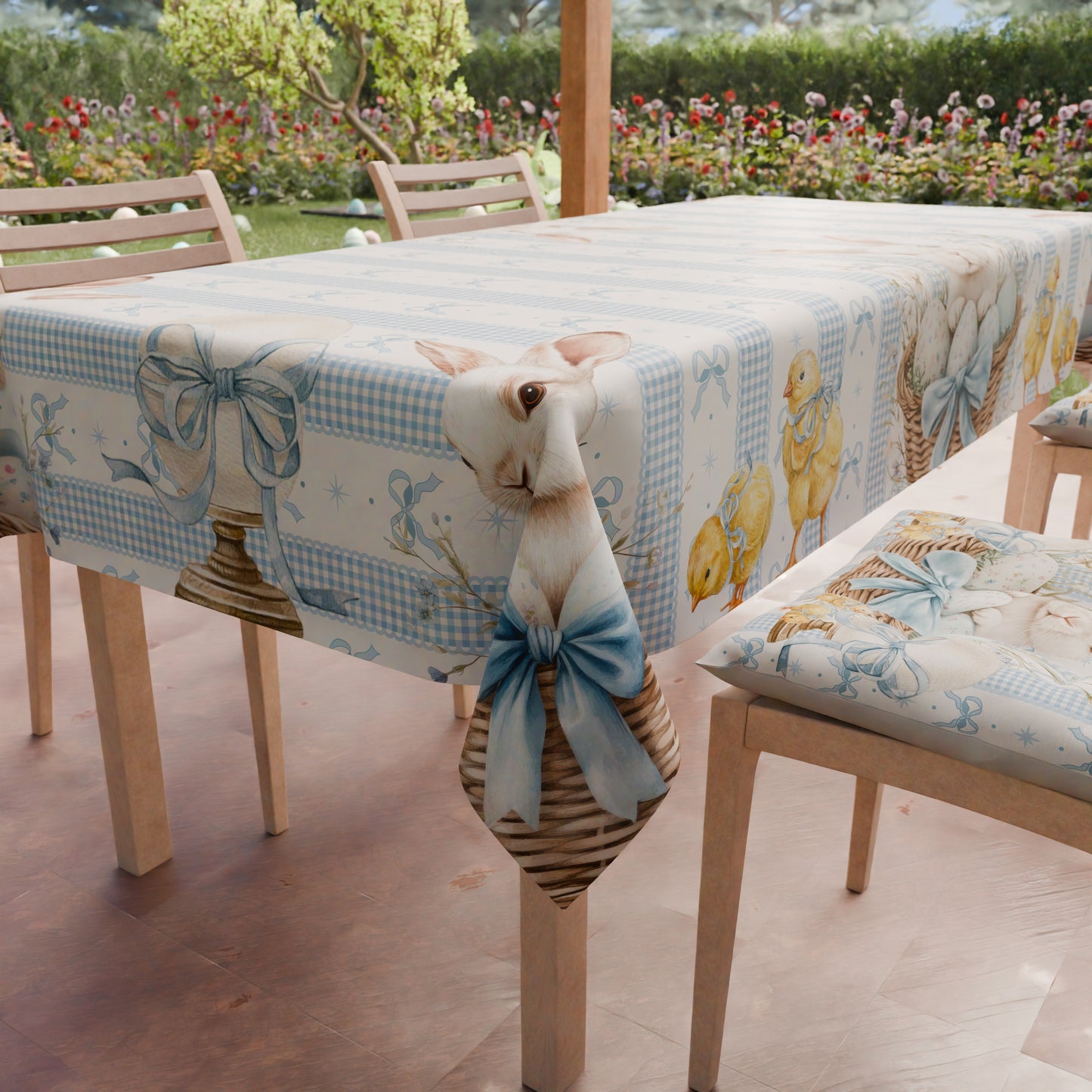 Tovaglia Pasquale da Tavola Antimacchia, Copritavolo Pasqua da Cucina White Bunny
