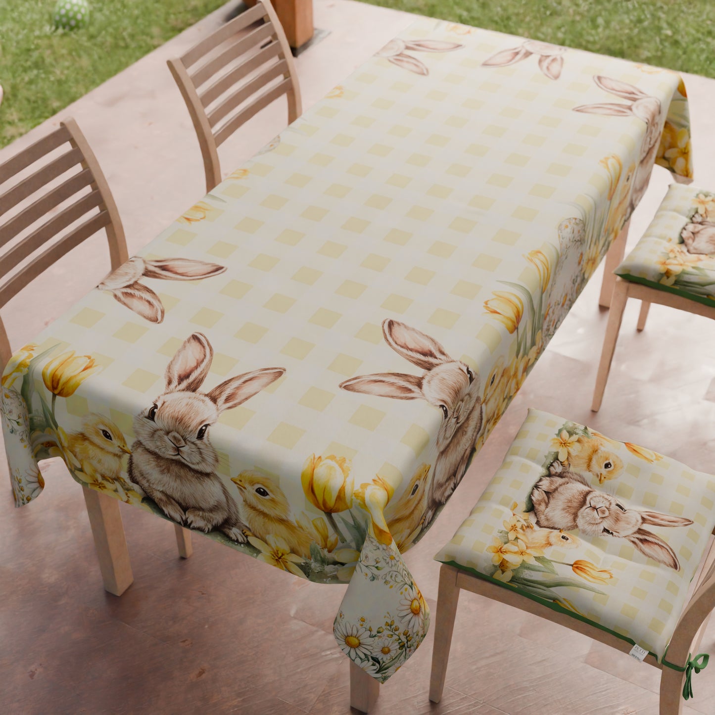 Tovaglia Pasquale da Tavola Antimacchia, Copritavolo Pasqua da Cucina Sunny Bloom