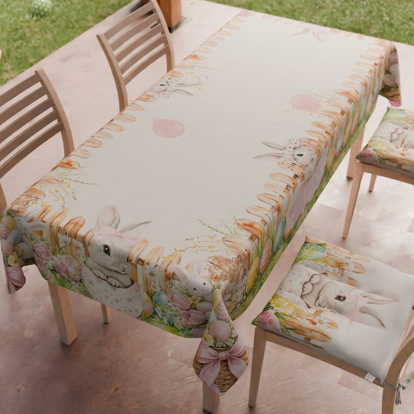 Tovaglia Pasquale da Tavola Antimacchia, Copritavolo Pasqua da Cucina Tutu Bunny