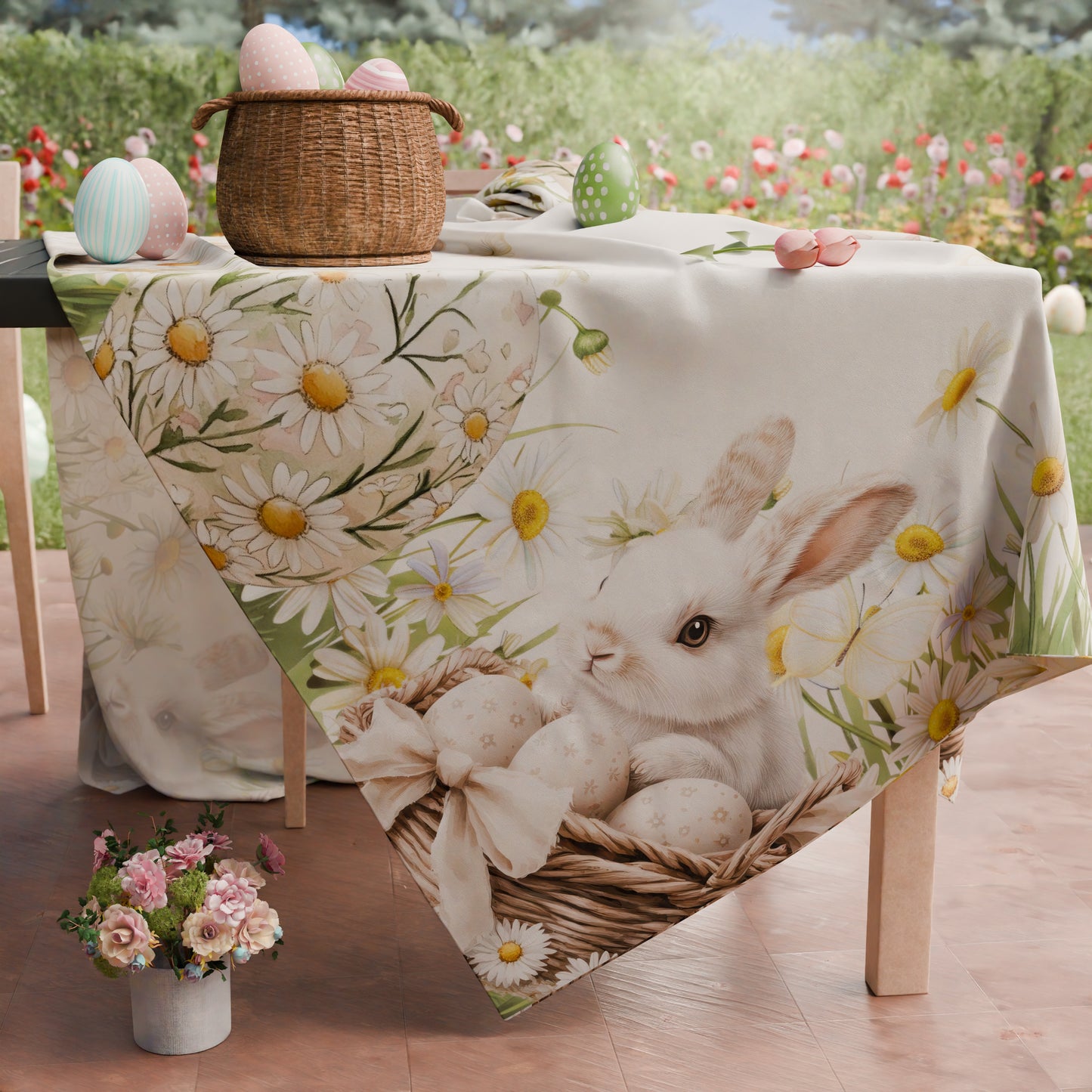 Tovaglia Pasquale da Tavola Antimacchia, Copritavolo Pasqua da Cucina Daisy