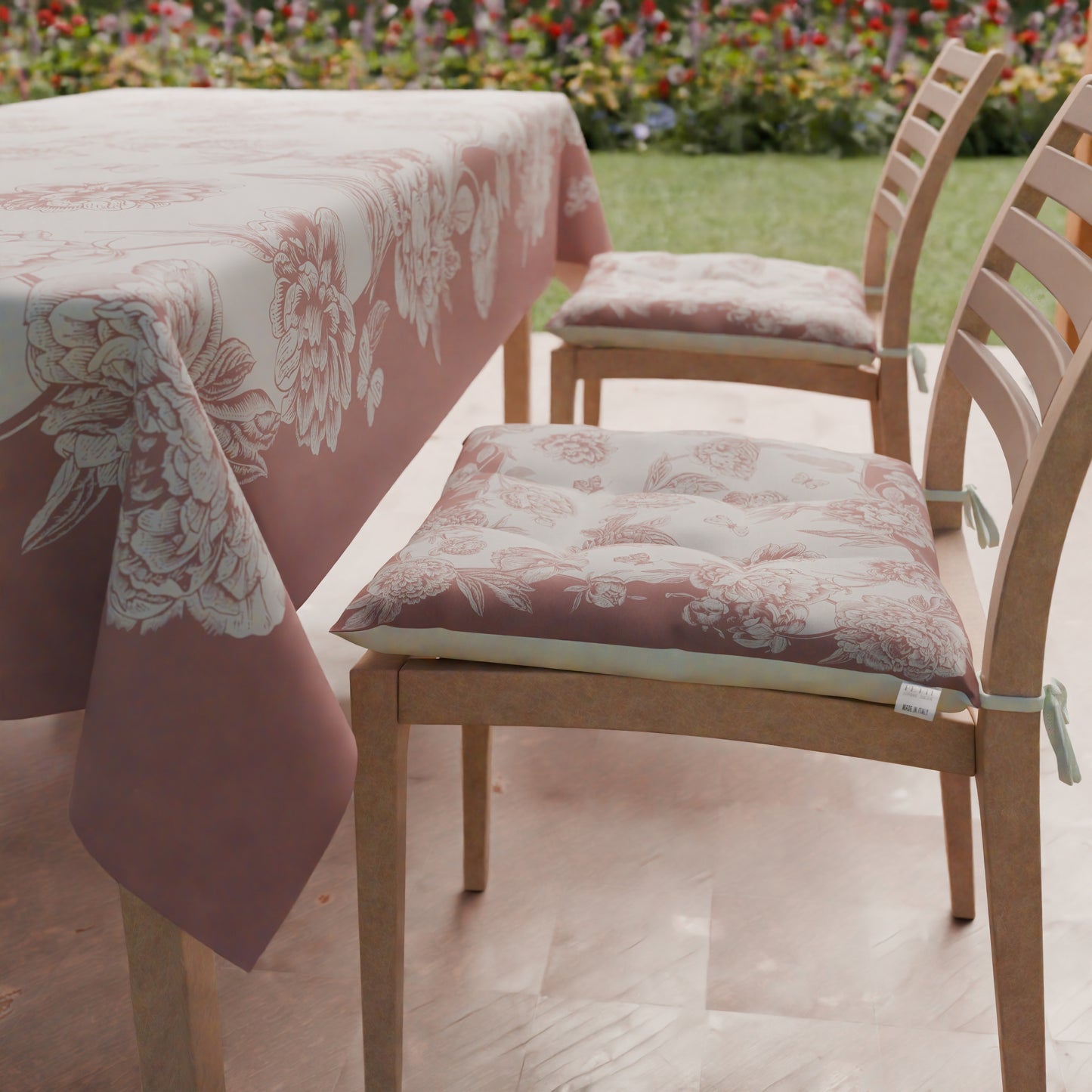 Cuscini per Sedie Coprisedia 6 Pezzi Peonie Cipria Scuro