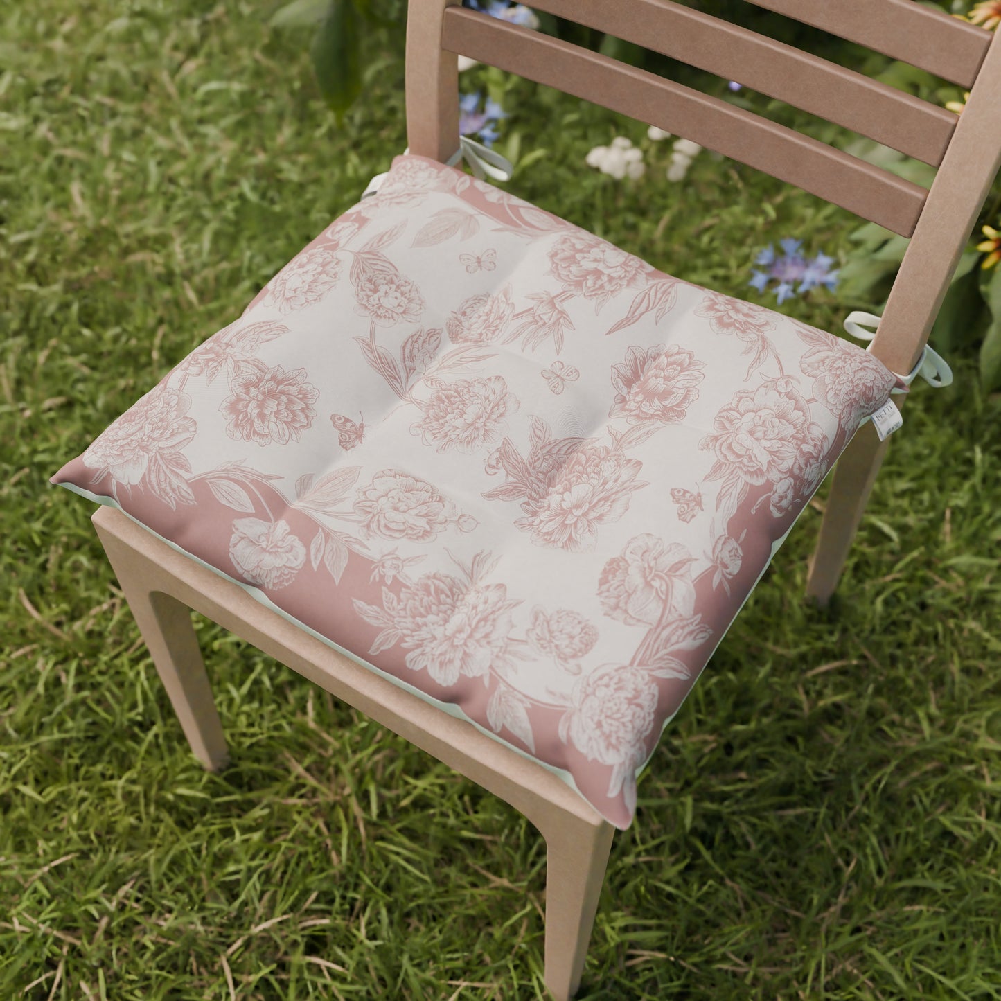 Cuscini per Sedie Coprisedia 6 Pezzi Peonie Cipria Scuro