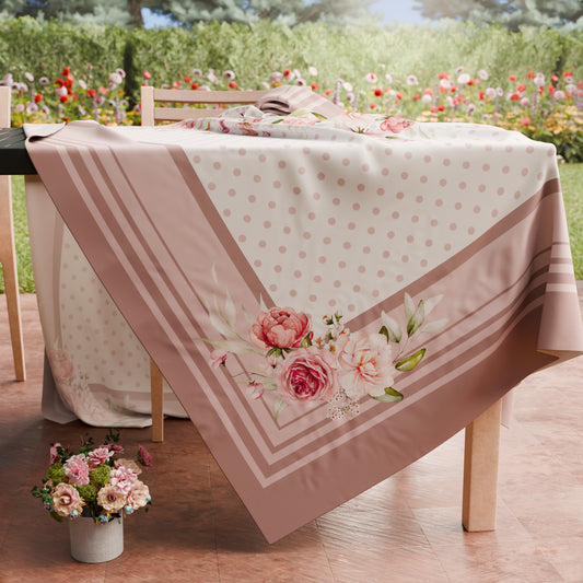 Tovaglia da tavola Antimacchia, Copritavolo da Cucina, Shabby Pois Cipria