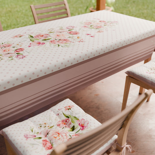 Cuscini per Sedie Coprisedia 6 Pezzi Shabby Pois Cipria