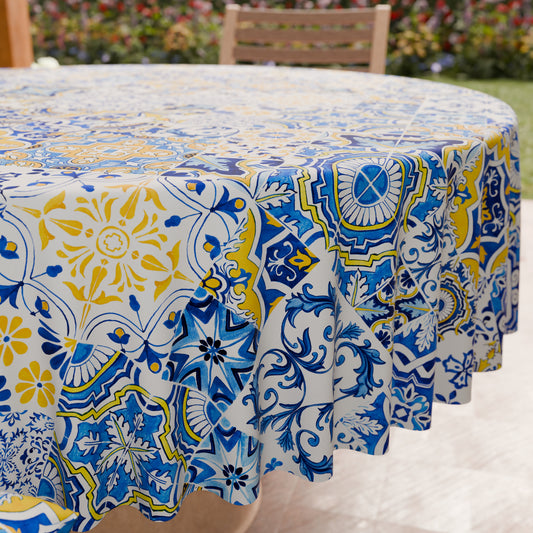 Tovaglia Rotonda Antimacchia Elegante - Ideale per cucina e sala da pranzo - Vietri Blu