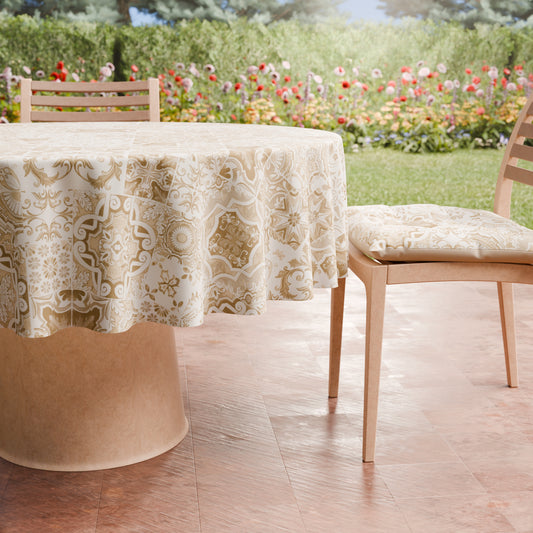 Nappe Ronde Anti-taches Élégante - Idéale pour cuisine et salle à manger - Vietri Taupe