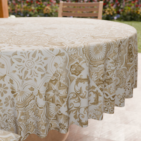 Nappe Ronde Anti-taches Élégante - Idéale pour cuisine et salle à manger - Vietri Taupe