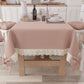 Shabby Chic Tablecloth Table Cover with Lace and Powder Pink Bows 