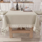 Shabby Chic Tablecloth Table Cover with Lace and Beige Bows 