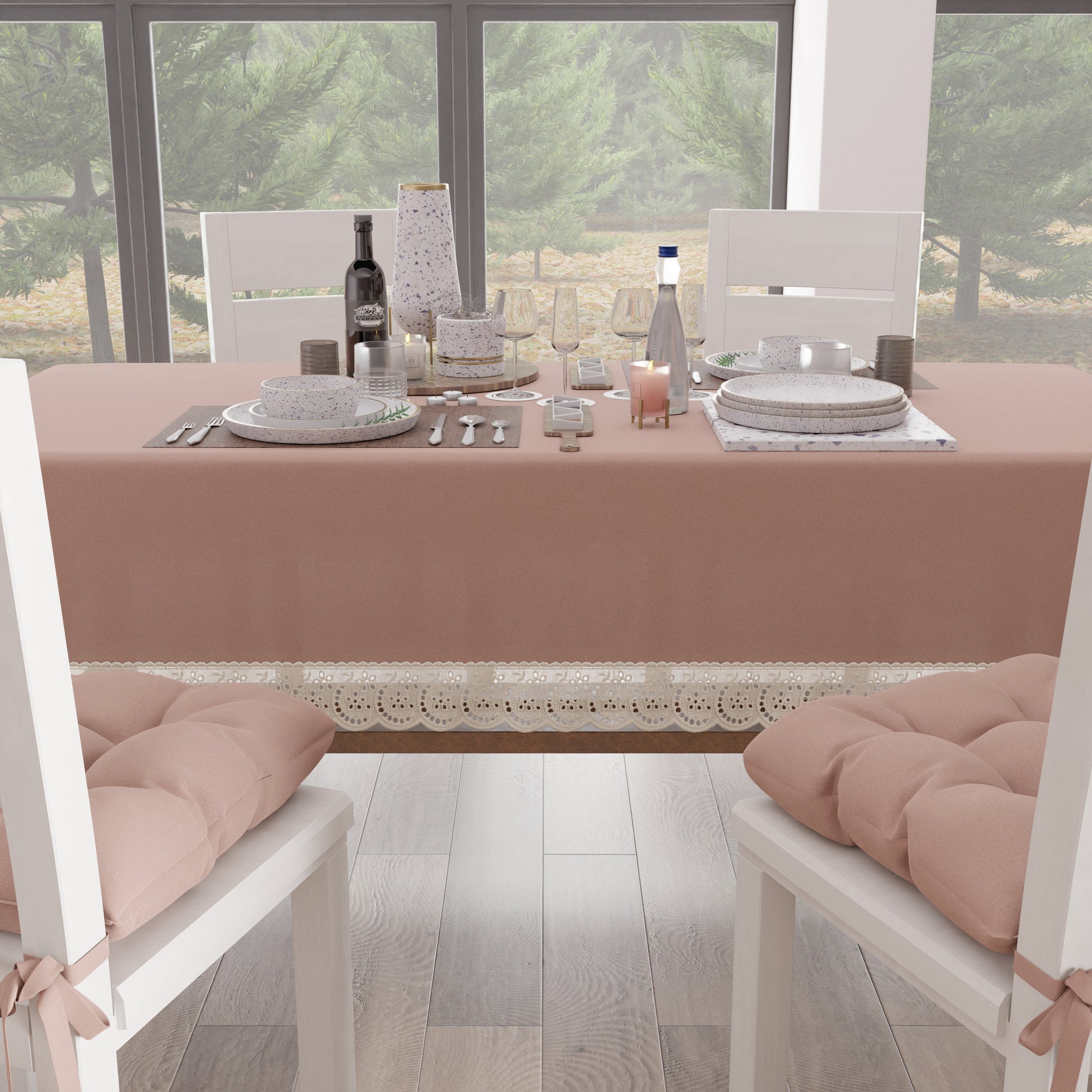 4 Tovaglie Invernali Con Fiocco Di Neve - 220x130cm, Blu E Viola, Per Natale E Feste - Foto 3