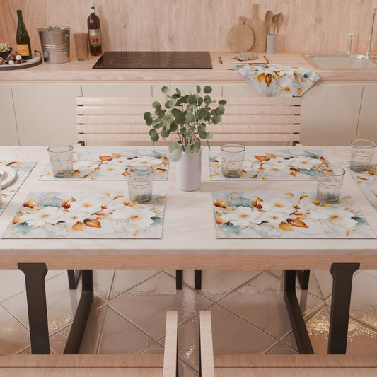 Sets de table américains à impression numérique Céramique fleurie 01