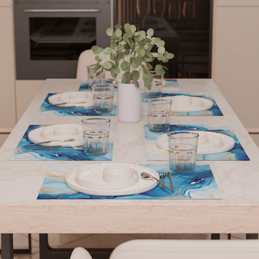 Sets de table américains en impression numérique Marble 11 Azur