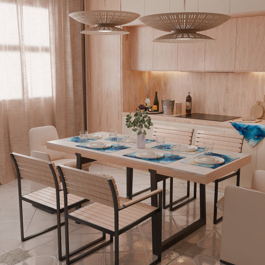 Sets de table américains en impression numérique Marble 11 Azur