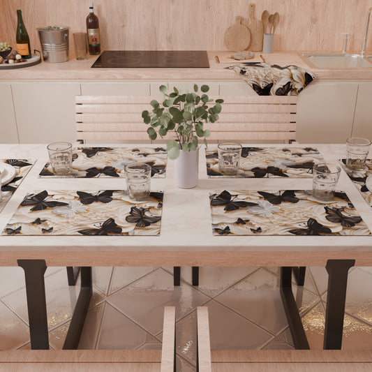 Sets de table américains en impression numérique Mariposa 05 Noir
