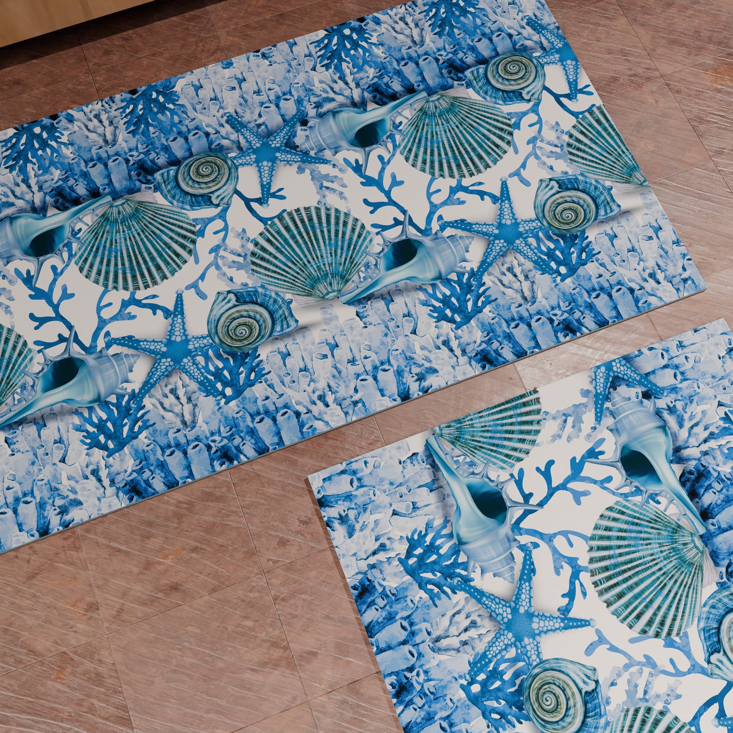 Tappeto Cucina Antiscivolo Passatoia Cucina lavabile, Corallo Blu A Metraggio (7,90€ al metro)