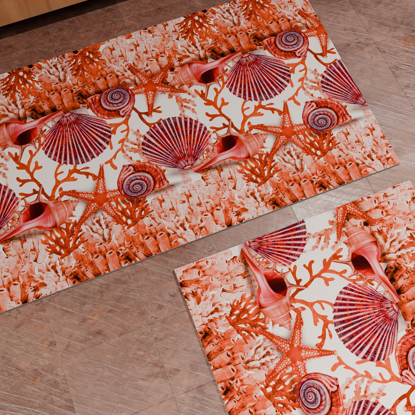 Tapis de Cuisine Antidérapant Couloir Cuisine Lavable en Machine, Corail Rouge au Mètre (7,90€ le mètre)