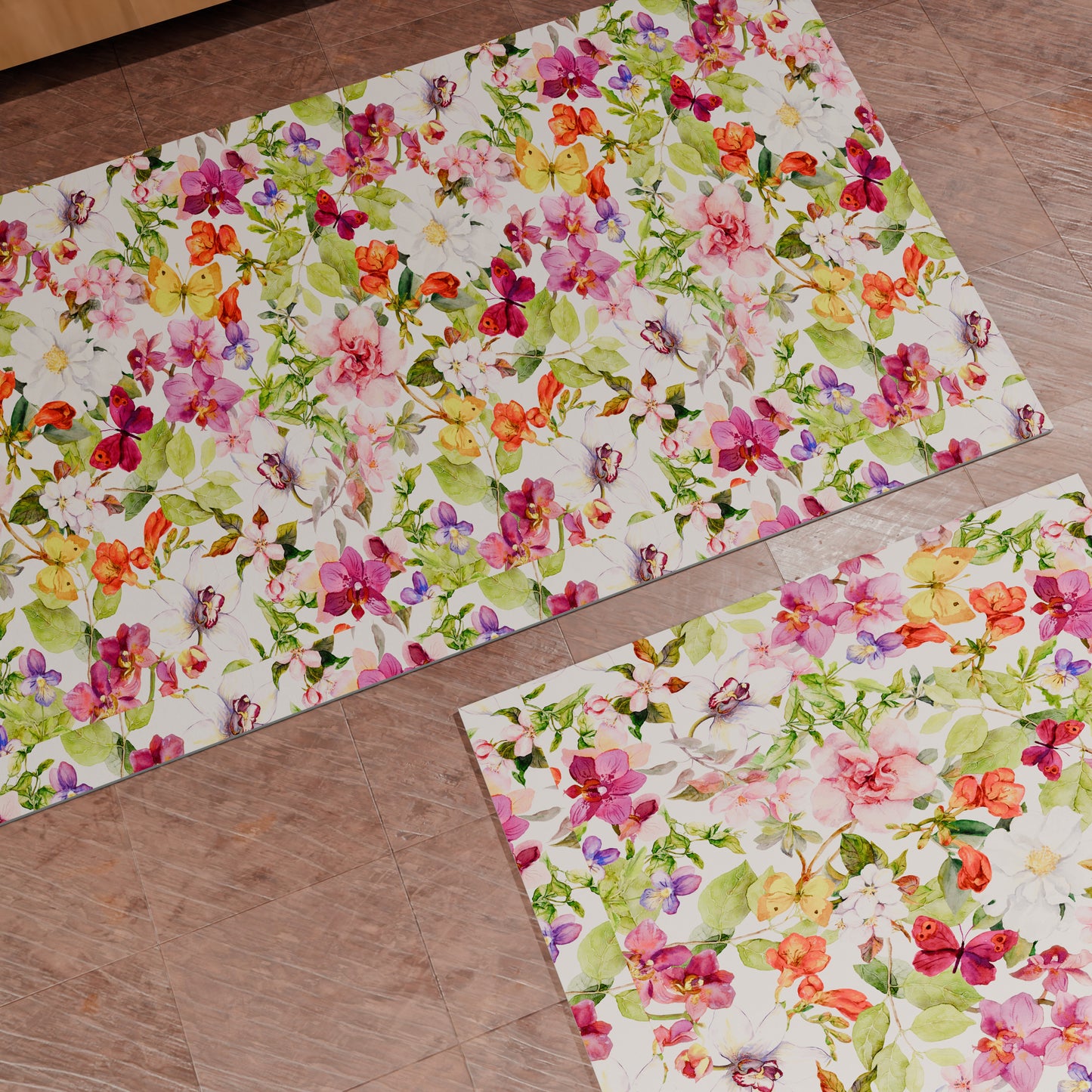 Tapis de cuisine antidérapant, lavable, motif papillons de cuisine