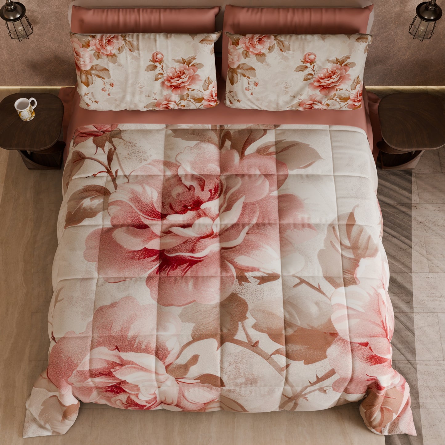 Piumone, Trapunta Matrimoniale, Singola, Piazza e Mezza Floreale 04-156