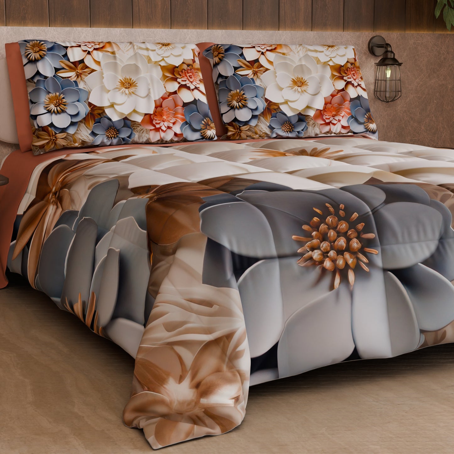 Piumone, Trapunta Matrimoniale, Singola, Piazza e Mezza Floreale 05-1