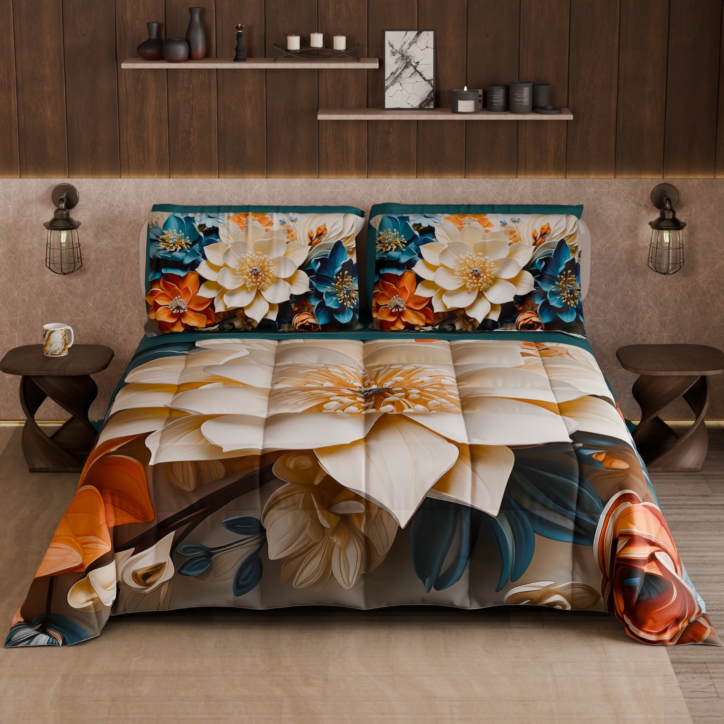 Piumone, Trapunta Matrimoniale, Singola, Piazza e Mezza Floreale 05-10