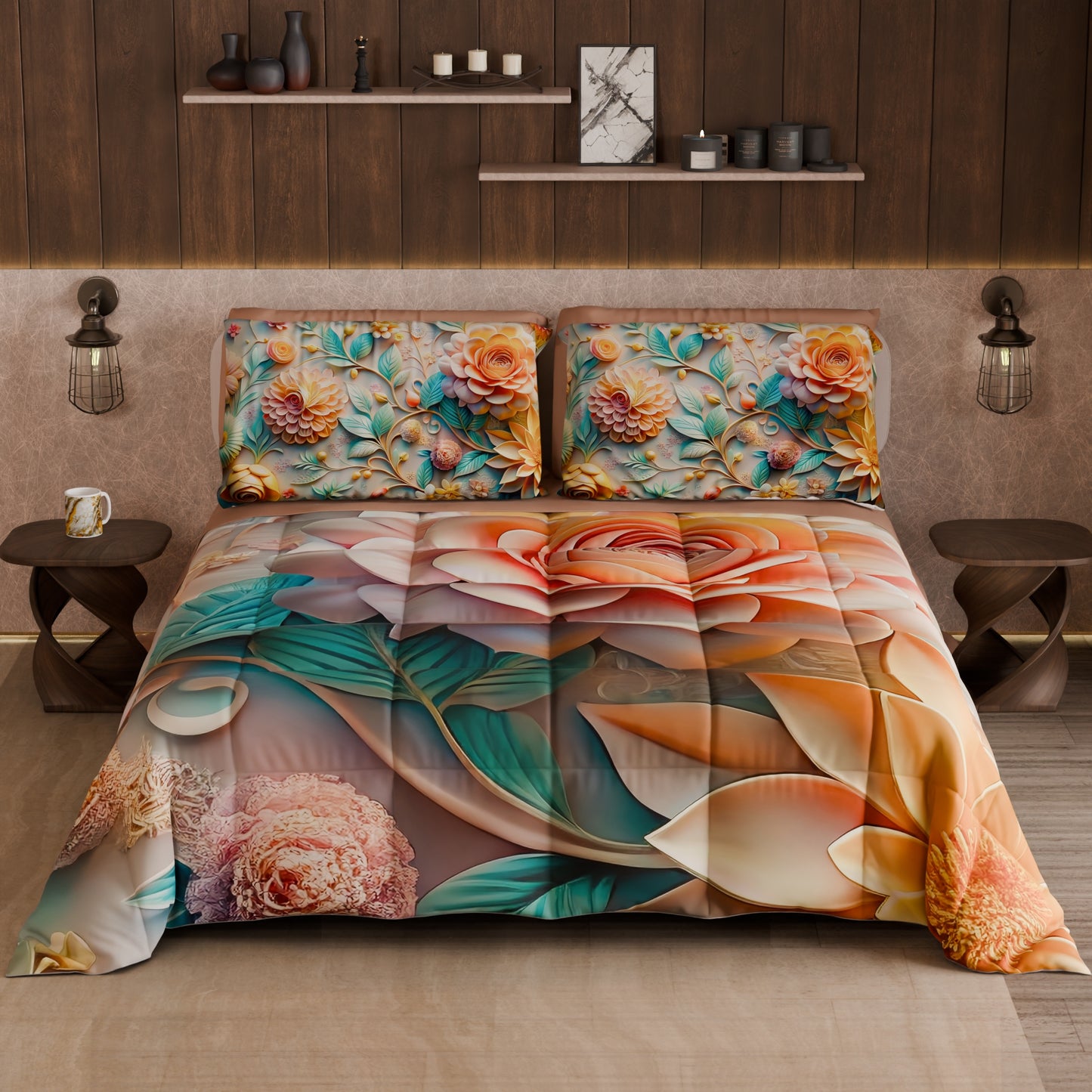 Piumone, Trapunta Matrimoniale, Singola, Piazza e Mezza Floreale 05-11