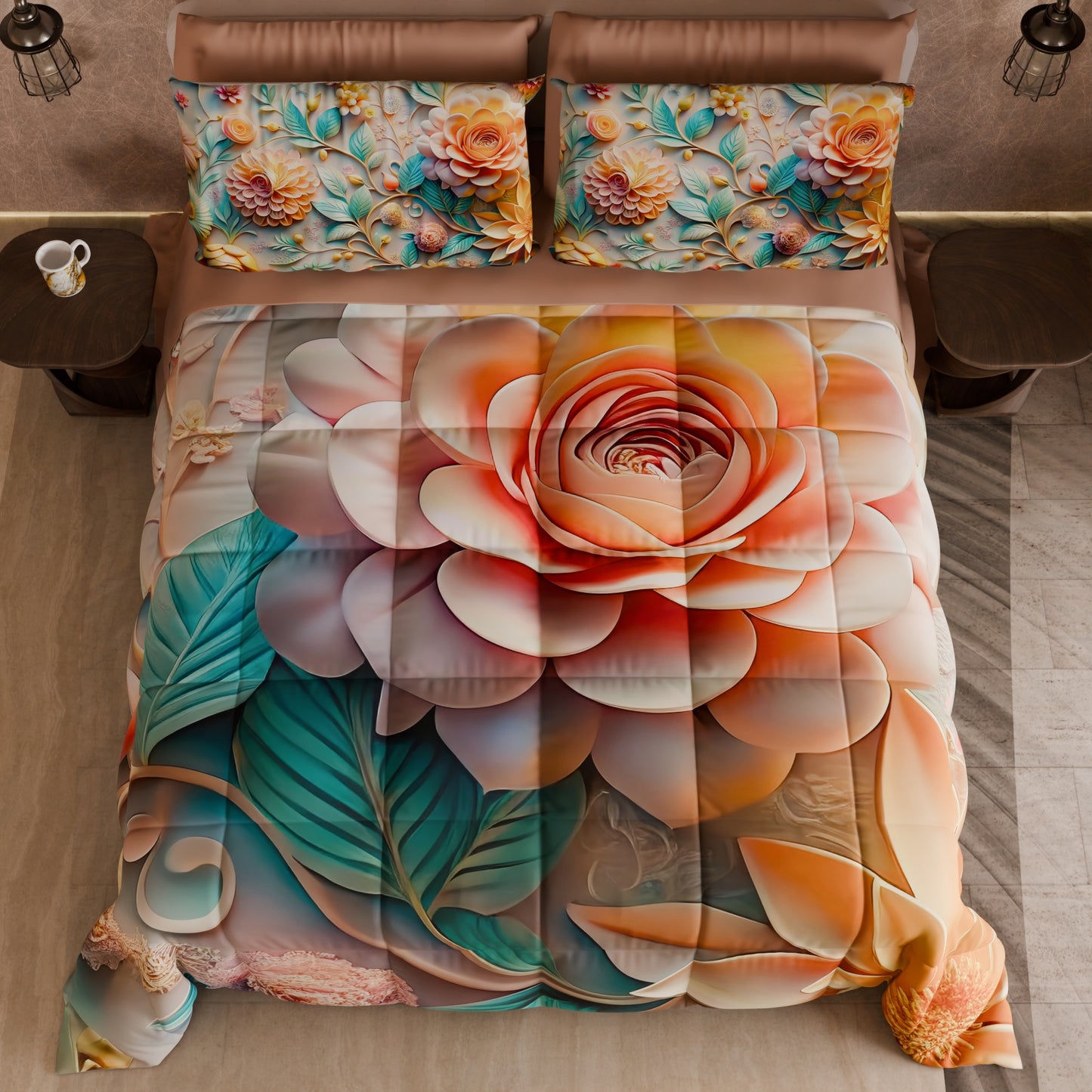 Piumone, Trapunta Matrimoniale, Singola, Piazza e Mezza Floreale 05-11