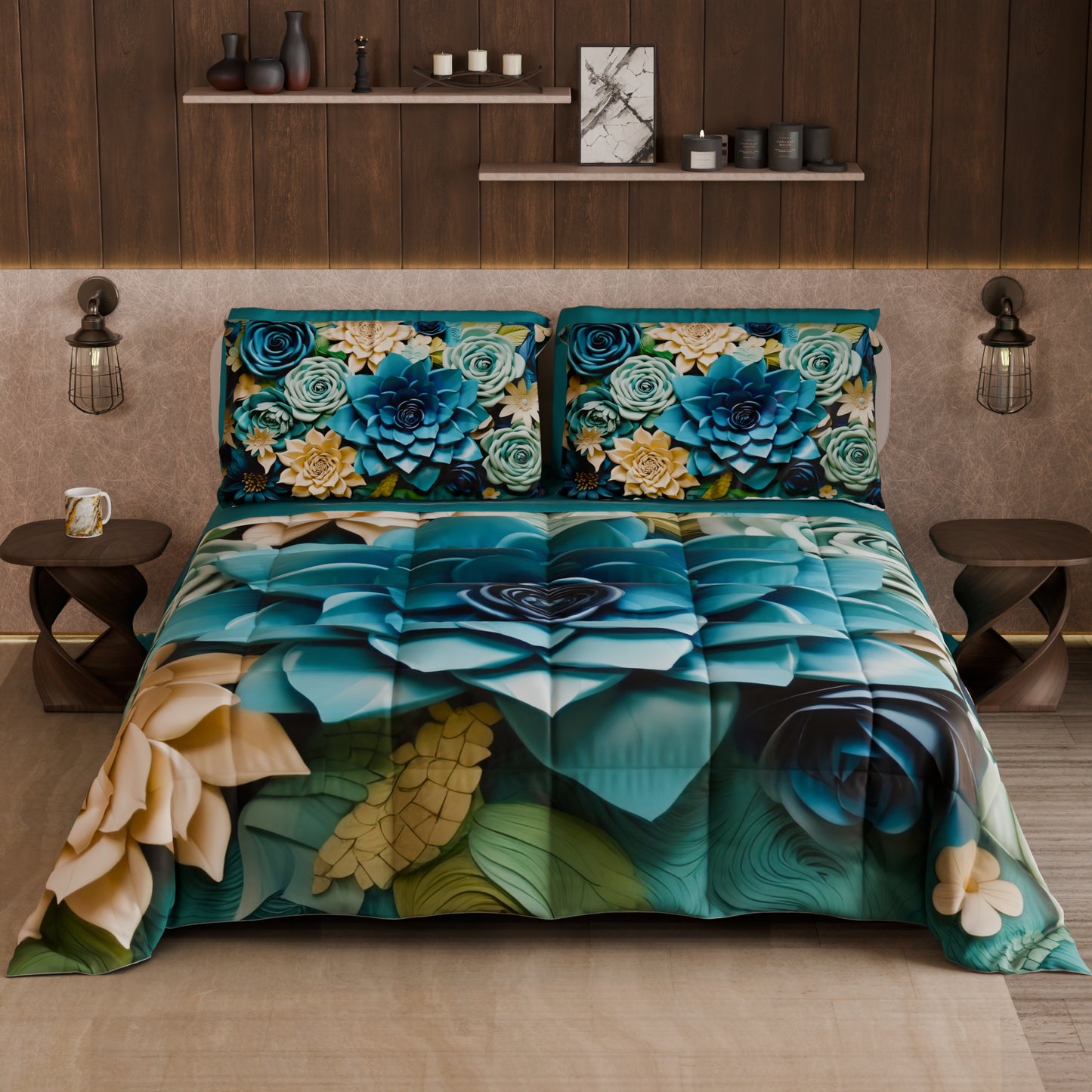 Piumone, Trapunta Matrimoniale, Singola, Piazza e Mezza Floreale 05-15