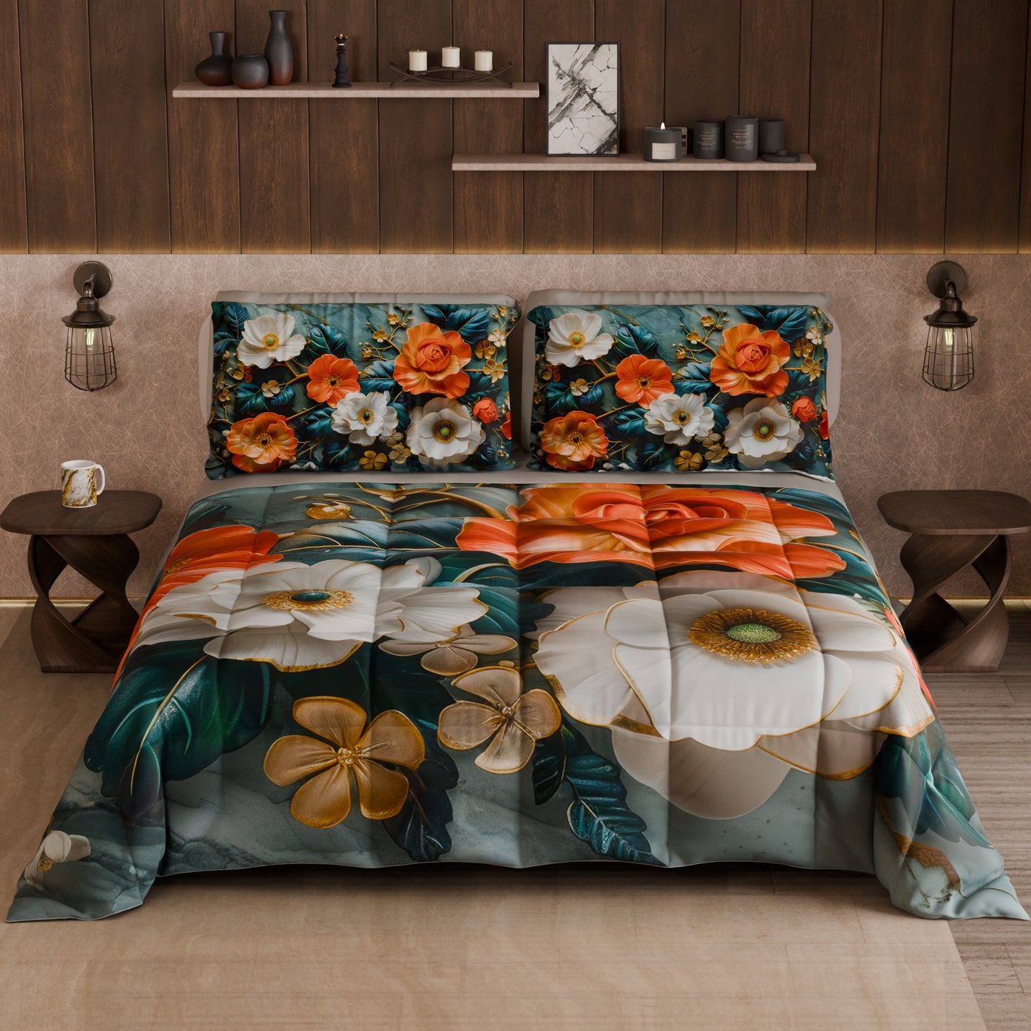 Piumone, Trapunta Matrimoniale, Singola, Piazza e Mezza Floreale 05-18