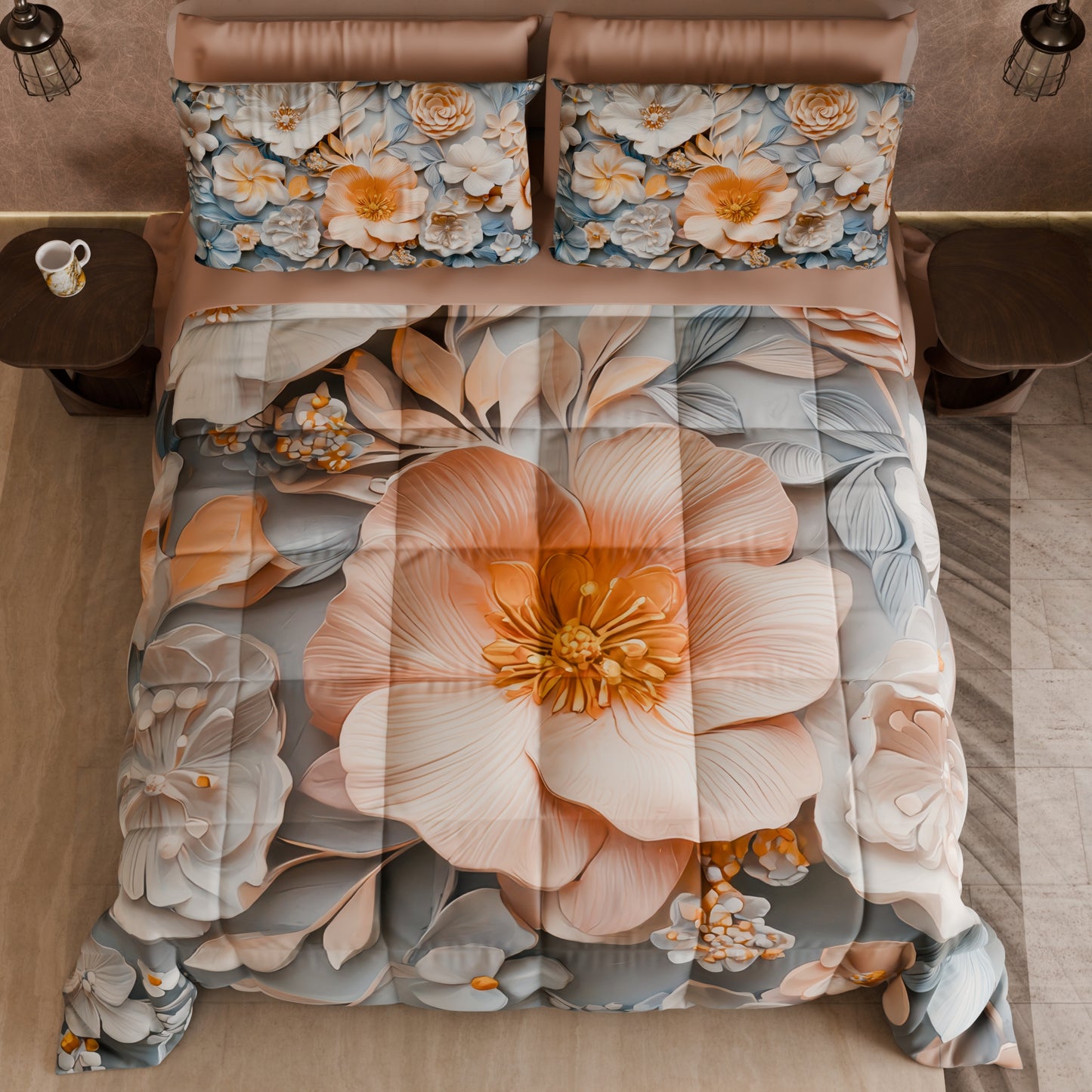 Piumone, Trapunta Matrimoniale, Singola, Piazza e Mezza Floreale 05-20